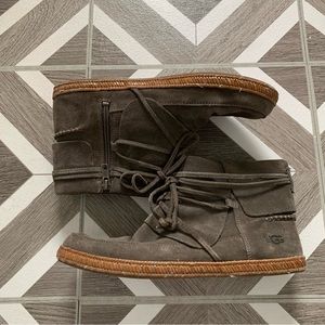 Gray Ugg Reid suede boots